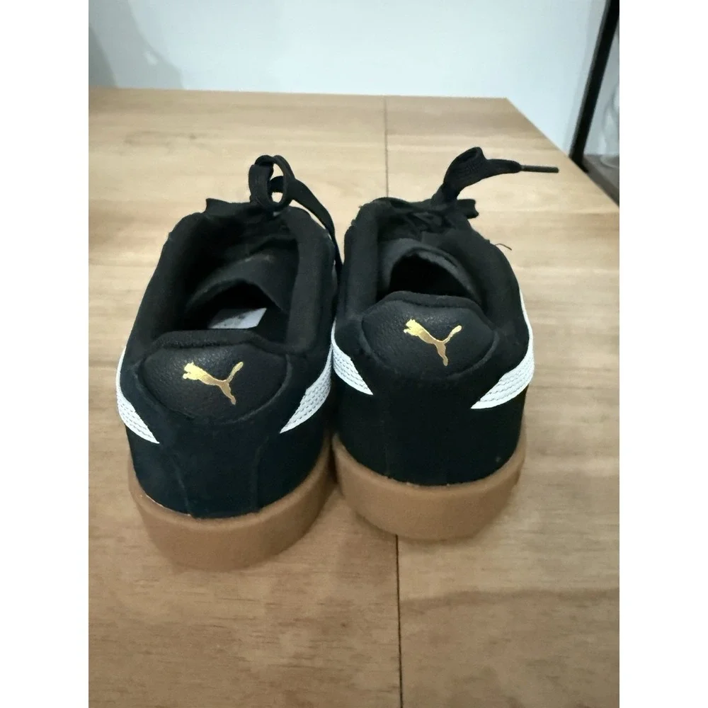 Puma Club 2 Sneakers Kids Black White Gum Sole‎ Lace-Up Shoes Size US 4Y